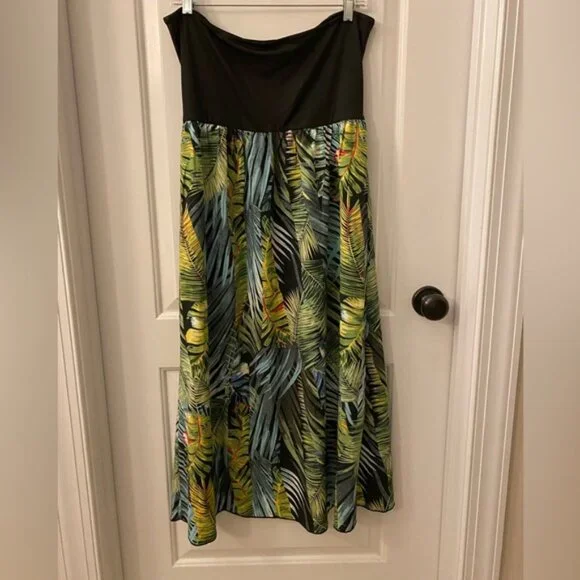 LAST CHANCE! EUC SHEIN Strapless Tropical High Low Dress Size Large - Picture 3 of 5